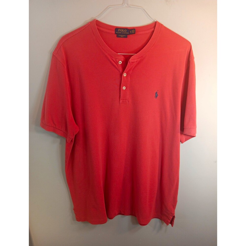Polo Ralph Lauren Feather Weight Mesh Men’s Short Sleeve Henley Polo Coral XL